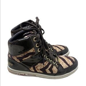 Coach Norra High Top Sneakers Tiger Stripes Women's 6.5 Y2K Retro Animal Print